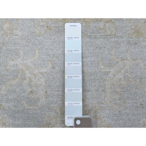 6'x8'10" White Wash Peshawar Pure Velvety Wool Light Gray With Soft Colors Hand Knotted Oriental Rug FWR404250