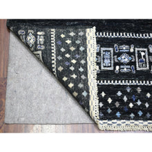 Load image into Gallery viewer, 10&#39;x14&#39; Kashkuli Gabbeh Soft Vibrant Wool Hand Knotted Charcoal Black And Blue Oriental Rug FWR404376