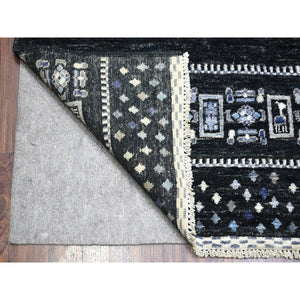 10'x14' Kashkuli Gabbeh Soft Vibrant Wool Hand Knotted Charcoal Black And Blue Oriental Rug FWR404376
