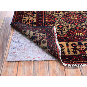 4'9"x6'1" Imperial Red, Afghan Khamyab with Unusual Light Color Background, Hand Knotted, Soft and Shiny Wool, Vegetable Dyes, Oriental Rug FWR4038