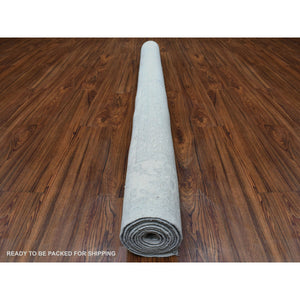 6'1"x9' Hand Knotted With Faded Colors White Wash Peshawar Shiny Wool Oriental Rug FWR405000
