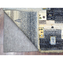 Load image into Gallery viewer, 5&#39;10&quot;x9&#39; All New Hand Knotted Shiny Wool Kashkuli Gabbeh Fusion Of Beautiful Black, Blue And Gray Oriental Rug FWR405108