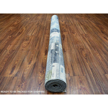 Load image into Gallery viewer, 5&#39;10&quot;x9&#39; All New Hand Knotted Shiny Wool Kashkuli Gabbeh Fusion Of Beautiful Black, Blue And Gray Oriental Rug FWR405108