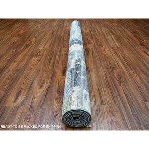 5'10"x9' All New Hand Knotted Shiny Wool Kashkuli Gabbeh Fusion Of Beautiful Black, Blue And Gray Oriental Rug FWR405108