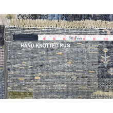 Load image into Gallery viewer, 5&#39;10&quot;x9&#39; All New Hand Knotted Shiny Wool Kashkuli Gabbeh Fusion Of Beautiful Black, Blue And Gray Oriental Rug FWR405108