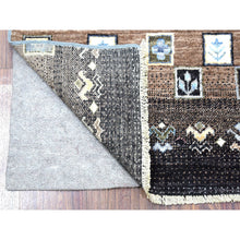 Load image into Gallery viewer, 2&#39;4&quot;x9&#39;9&quot; Hand Knotted Gray Kashkuli Gabbeh Pictorial Design Extra Soft Wool Oriental Runner Rug FWR405198