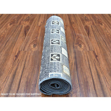 Load image into Gallery viewer, 2&#39;4&quot;x9&#39;9&quot; Hand Knotted Gray Kashkuli Gabbeh Pictorial Design Extra Soft Wool Oriental Runner Rug FWR405198