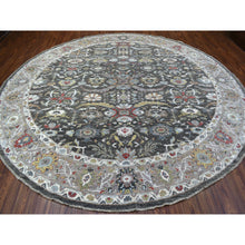 Load image into Gallery viewer, 11&#39;7&quot;x11&#39;7&quot; Hand Knotted Vibrant Wool Peshawar Design Gray With Floral Motifs Oriental Round Rug FWR405390