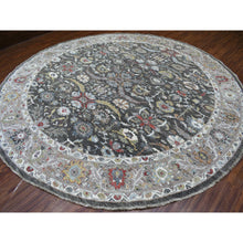 Load image into Gallery viewer, 11&#39;7&quot;x11&#39;7&quot; Hand Knotted Vibrant Wool Peshawar Design Gray With Floral Motifs Oriental Round Rug FWR405390