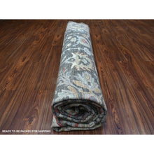 Load image into Gallery viewer, 11&#39;7&quot;x11&#39;7&quot; Hand Knotted Vibrant Wool Peshawar Design Gray With Floral Motifs Oriental Round Rug FWR405390