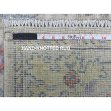 Load image into Gallery viewer, 2&#39;10&quot;x16&#39; Hand Knotted Soft, Velvety Plush Angora Oushak Light Gray With Colorful Motifs Oriental Xl Runner Rug FWR405582