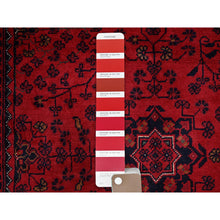 Load image into Gallery viewer, 3&#39;5&quot;x5&#39;2&quot; Scarlet Red, Hand Knotted, Afghan Khamyab With Tribal Design, Vegetable Dyes, Soft And Shiny Wool, Oriental Rug FWR4050