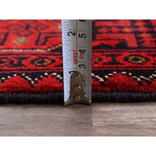 Load image into Gallery viewer, 3&#39;5&quot;x5&#39;2&quot; Scarlet Red, Hand Knotted, Afghan Khamyab With Tribal Design, Vegetable Dyes, Soft And Shiny Wool, Oriental Rug FWR4050