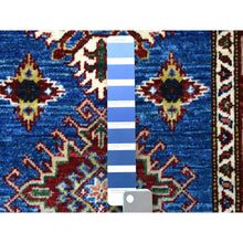 Load image into Gallery viewer, 2&#39;6&quot;x8&#39;8&quot; Denim Blue Super Kazak Tribal Design With Soft, Natural Wool Hand Knotted Oriental Rug FWR405924