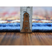 Load image into Gallery viewer, 2&#39;7&quot;x8&#39;7&quot; Extra Soft Wool Denim Blue Super Kazak With Tribal Design Hand Knotted Oriental Runner Rug FWR405960