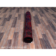 Load image into Gallery viewer, 3&#39;10&quot;x5&#39;7&quot; Crimson Red, Afghan Khamyab With Geometric Design, Hand Knotted, Soft And Velvety Wool, Vegetable Dyes, Oriental Rug FWR4056