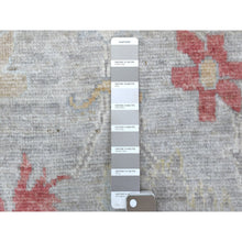 Load image into Gallery viewer, 3&#39;x13&#39;5&quot; Angora Oushak Hand Knotted Soft Velvety Wool Gray With Colorful Motifs Oriental Runner Rug FWR406254