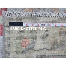 Load image into Gallery viewer, 3&#39;x13&#39;5&quot; Angora Oushak Hand Knotted Soft Velvety Wool Gray With Colorful Motifs Oriental Runner Rug FWR406254