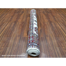 Load image into Gallery viewer, 3&#39;10&quot;x5&#39; Ivory with Mix of Red Super Kazak Tribal Design Hand Knotted Afghan Wool Oriental Rug FWR406338