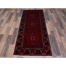 Load image into Gallery viewer, 2&#39;2&quot;x5&#39;4&quot; Ruby Red, Afghan Khamyab With Tribal Medallions Design, Pure Wool, Vegetable Dyes, Hand Knotted, Short Runner, Oriental Rug FWR4062