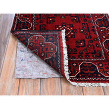 Load image into Gallery viewer, 2&#39;2&quot;x5&#39;4&quot; Ruby Red, Afghan Khamyab With Tribal Medallions Design, Pure Wool, Vegetable Dyes, Hand Knotted, Short Runner, Oriental Rug FWR4062