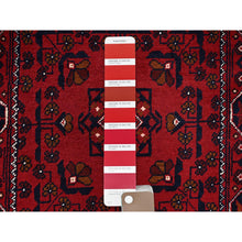 Load image into Gallery viewer, 2&#39;2&quot;x5&#39;4&quot; Ruby Red, Afghan Khamyab With Tribal Medallions Design, Pure Wool, Vegetable Dyes, Hand Knotted, Short Runner, Oriental Rug FWR4062
