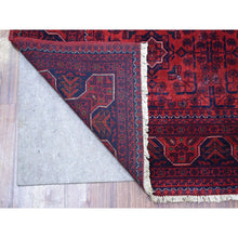 Load image into Gallery viewer, 4&#39;1&quot;x5&#39;9&quot; Afghan Khamyab Denser Weave With Shiny Wool Hand Knotted Deep And Saturated Red Oriental Rug FWR406866