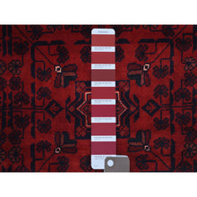 Load image into Gallery viewer, 4&#39;1&quot;x5&#39;9&quot; Afghan Khamyab Denser Weave With Shiny Wool Hand Knotted Deep And Saturated Red Oriental Rug FWR406866