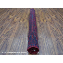 Load image into Gallery viewer, 4&#39;1&quot;x5&#39;9&quot; Afghan Khamyab Denser Weave With Shiny Wool Hand Knotted Deep And Saturated Red Oriental Rug FWR406866