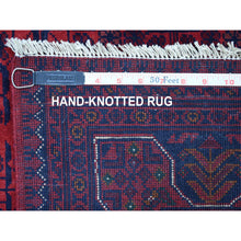 Load image into Gallery viewer, 4&#39;1&quot;x5&#39;9&quot; Afghan Khamyab Denser Weave With Shiny Wool Hand Knotted Deep And Saturated Red Oriental Rug FWR406866
