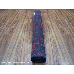 3'3"x4'8" Afghan Khamyab Denser Weave With Shiny Wool Hand Knotted Deep And Saturated Red Geometric Medallion Design Oriental Rug FWR406896