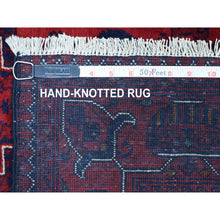 Load image into Gallery viewer, 3&#39;3&quot;x4&#39;8&quot; Afghan Khamyab Denser Weave With Shiny Wool Hand Knotted Deep And Saturated Red Geometric Medallion Design Oriental Rug FWR406896