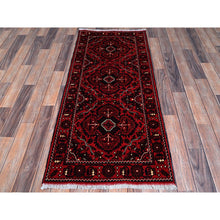 Load image into Gallery viewer, 2&#39;3&quot;x5&#39;2&quot; Berry Red, Hand Knotted, Afghan Khamyab With Tribal Design, Vegetable Dyes, Soft And Velvety Wool, Short Runner, Oriental Rug FWR4068