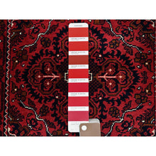 Load image into Gallery viewer, 2&#39;3&quot;x5&#39;2&quot; Berry Red, Hand Knotted, Afghan Khamyab With Tribal Design, Vegetable Dyes, Soft And Velvety Wool, Short Runner, Oriental Rug FWR4068