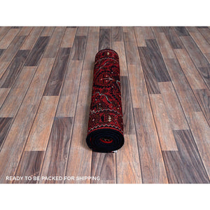 2'3"x5'2" Berry Red, Hand Knotted, Afghan Khamyab With Tribal Design, Vegetable Dyes, Soft And Velvety Wool, Short Runner, Oriental Rug FWR4068