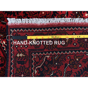 2'3"x5'2" Berry Red, Hand Knotted, Afghan Khamyab With Tribal Design, Vegetable Dyes, Soft And Velvety Wool, Short Runner, Oriental Rug FWR4068