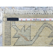 Load image into Gallery viewer, 3&#39;10&quot;x12&#39;1&quot; Gray Geometric Anatolian Village Inspired Angora Oushak Hand Knotted Natural Wool Oriental Runner Rug FWR407496