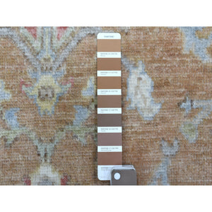 6'1"x8'10" Honey Brown Angora Oushak With Flower Design Hand Knotted 100% Afghan Wool Oriental Rug FWR407682