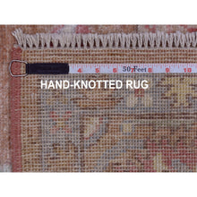 Load image into Gallery viewer, 6&#39;1&quot;x8&#39;10&quot; Honey Brown Angora Oushak With Flower Design Hand Knotted 100% Afghan Wool Oriental Rug FWR407682