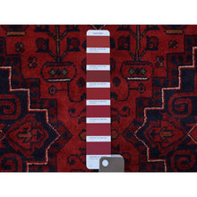 Load image into Gallery viewer, 5&#39;8&quot;x7&#39;7&quot; Afghan Khamyab Deep And Saturated Red With Geometric Design Hand Knotted Denser Weave With Shiny Wool Oriental Rug FWR407712
