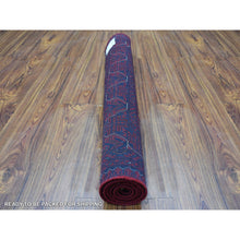 Load image into Gallery viewer, 3&#39;3&quot;x4&#39;10&quot; Deep And Saturated Red Afghan Khamyab With Double Geometric Medallion Design Hand Knotted Denser Weave With Shiny Wool Oriental Rug FWR407760