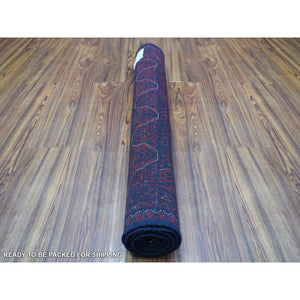 3'3"x5' Tribal And Geometric Design Denser Weave With Shiny Wool Deep And Saturated Red Afghan Khamyab Hand Knotted Oriental Rug FWR407766