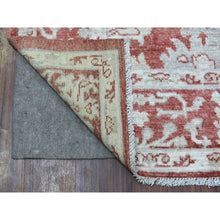 Load image into Gallery viewer, 6&#39;x9&#39; Red With Touches Of Ivory Angora Oushak Hand Knotted Soft, Velvety Wool Floral Design Oriental Rug FWR407922