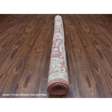 Load image into Gallery viewer, 6&#39;x9&#39; Red With Touches Of Ivory Angora Oushak Hand Knotted Soft, Velvety Wool Floral Design Oriental Rug FWR407922