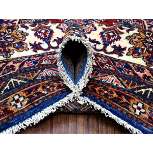 8'10"x12' Super Kazak With Geometric Medallion Design Denim Blue Hand Knotted 100% Wool Oriental Rug FWR407970
