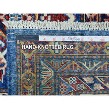 Load image into Gallery viewer, 8&#39;10&quot;x12&#39; Super Kazak With Geometric Medallion Design Denim Blue Hand Knotted 100% Wool Oriental Rug FWR407970