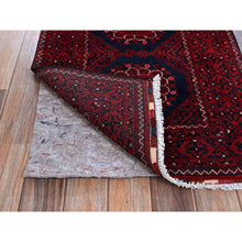 Load image into Gallery viewer, 2&#39;2&quot;x4&#39; Scarlet Red, Hand Knotted, Afghan Khamyab With Tribal Design, Pure Wool, Natural Dyes, Mat, Sample, Oriental Rug FWR4074