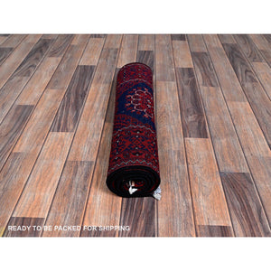 2'2"x4' Scarlet Red, Hand Knotted, Afghan Khamyab With Tribal Design, Pure Wool, Natural Dyes, Mat, Sample, Oriental Rug FWR4074