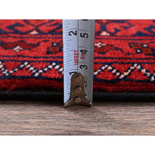 Load image into Gallery viewer, 2&#39;2&quot;x4&#39; Scarlet Red, Hand Knotted, Afghan Khamyab With Tribal Design, Pure Wool, Natural Dyes, Mat, Sample, Oriental Rug FWR4074