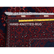 Load image into Gallery viewer, 2&#39;2&quot;x4&#39; Scarlet Red, Hand Knotted, Afghan Khamyab With Tribal Design, Pure Wool, Natural Dyes, Mat, Sample, Oriental Rug FWR4074